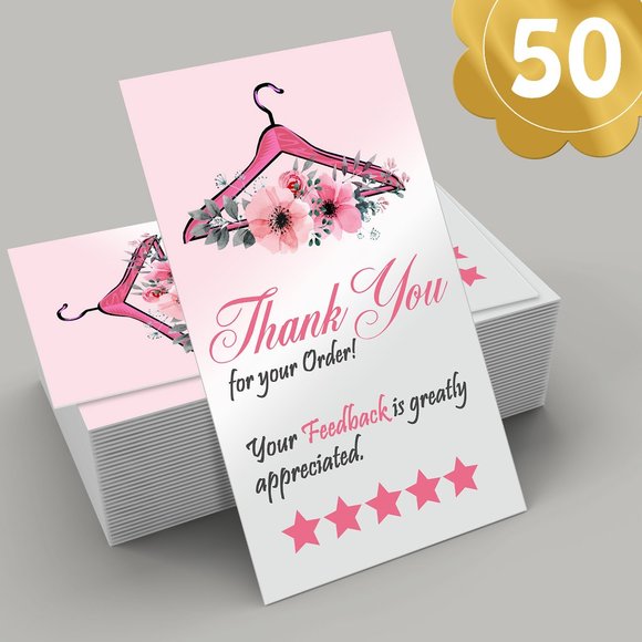 ♥️ 5x25 / 50 Thank You Cards - Picture 1 of 6